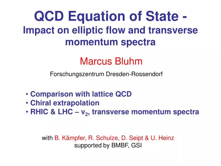 qcd equation of state impact on elliptic flow and transverse momentum spectra