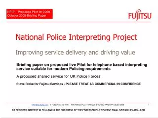 National Police Interpreting Project Improving service delivery and driving value