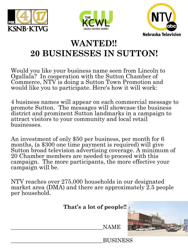 wanted 20 businesses in sutton