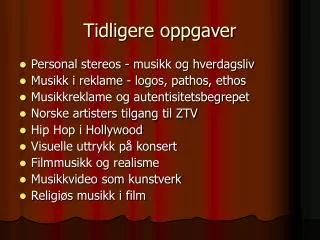 tidligere oppgaver