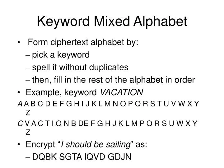 keyword mixed alphabet