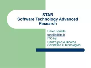 STAR Software Technology Advanced Research