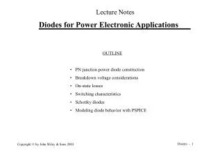 Diodes for Power Electronic Applications
