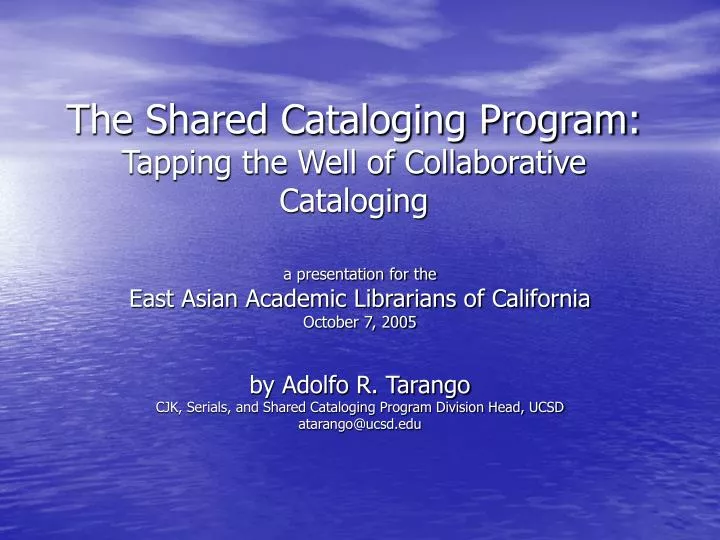 the shared cataloging program tapping the well of collaborative cataloging