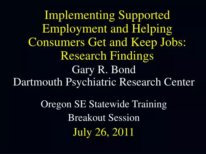 implementing supported employment and helping consumers get and keep jobs research findings