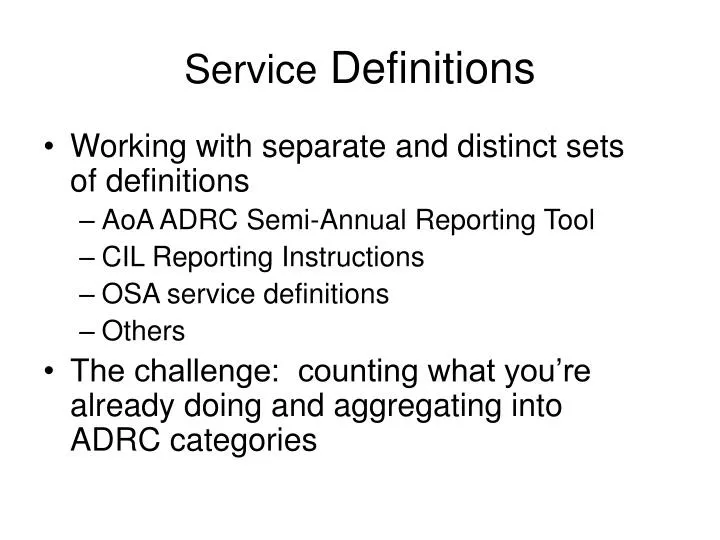 service definitions