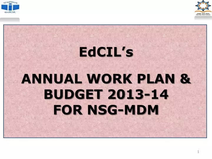 edcil s annual work plan budget 2013 14 for nsg mdm