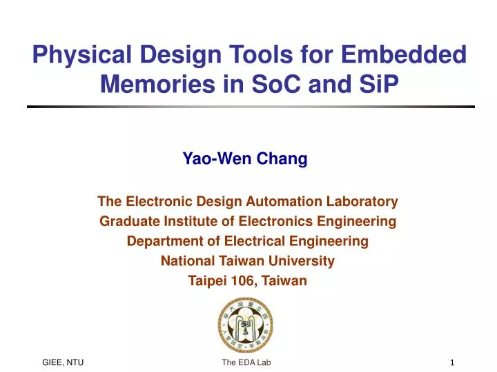 physical design tools for embedded memories in soc and sip