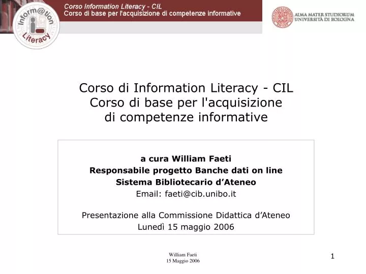 corso di information literacy cil corso di base per l acquisizione di competenze informative