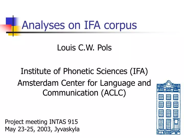 analyses on ifa corpus