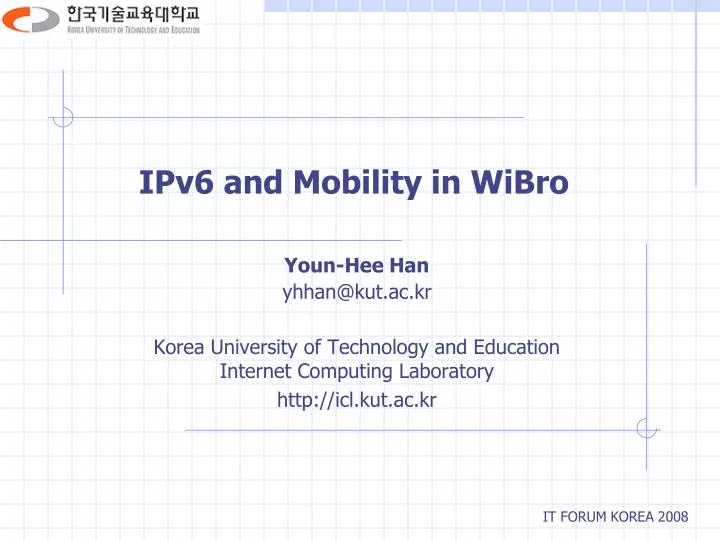 ipv6 and mobility in wibro