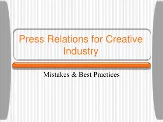 Press Relations for Creative Industry