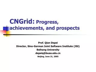 CNGrid: Progress, achievements, and prospects