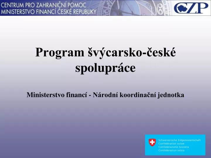 program v carsko esk spolupr ce ministerstvo financ n rodn koordina n jednotka