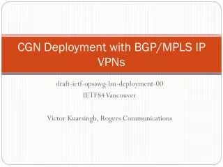 CGN Deployment with BGP/MPLS IP VPNs