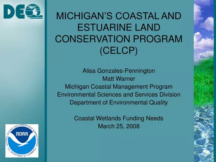 michigan s coastal and estuarine land conservation program celcp