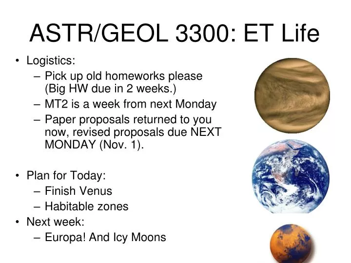 astr geol 3300 et life