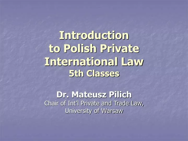 introduction to polish private international law 5th classes