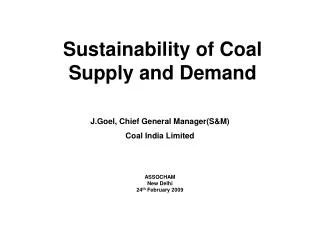 Sustainability of Coal Supply and Demand