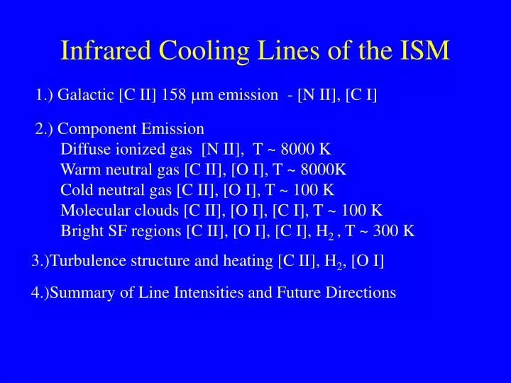 infrared cooling lines of the ism