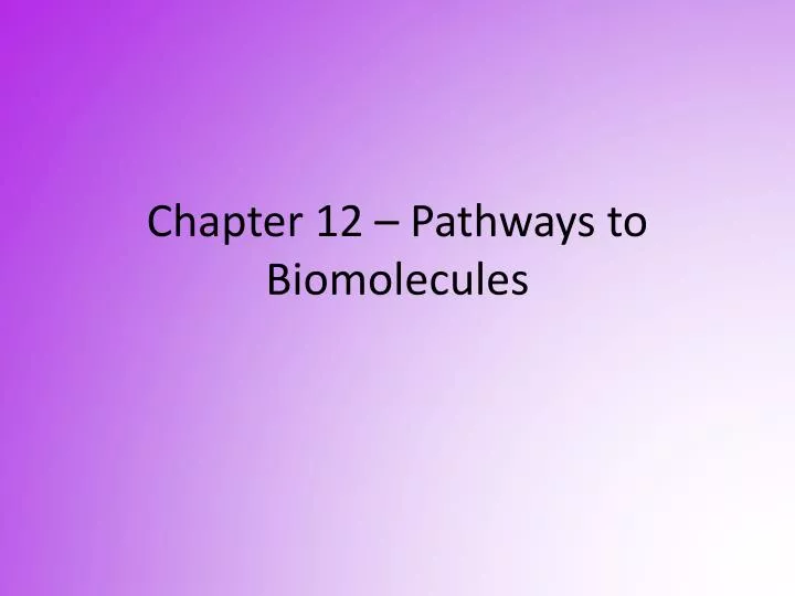 chapter 12 pathways to biomolecules