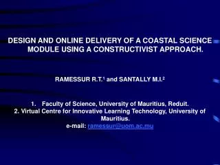 DESIGN AND ONLINE DELIVERY OF A COASTAL SCIENCE MODULE USING A CONSTRUCTIVIST APPROACH.