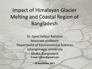 Dr. Syed Hafizur Rahman Associate professor Department of Environmental Sciences