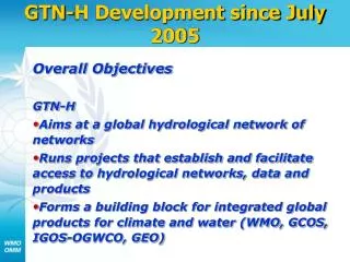 GTN-H Development since July 2005