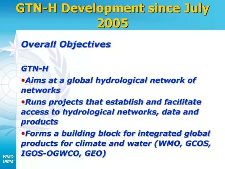 gtn h development since july 2005