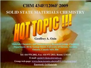 CHM 434F/1206F 2009 SOLID STATE MATERIALS CHEMISTRY