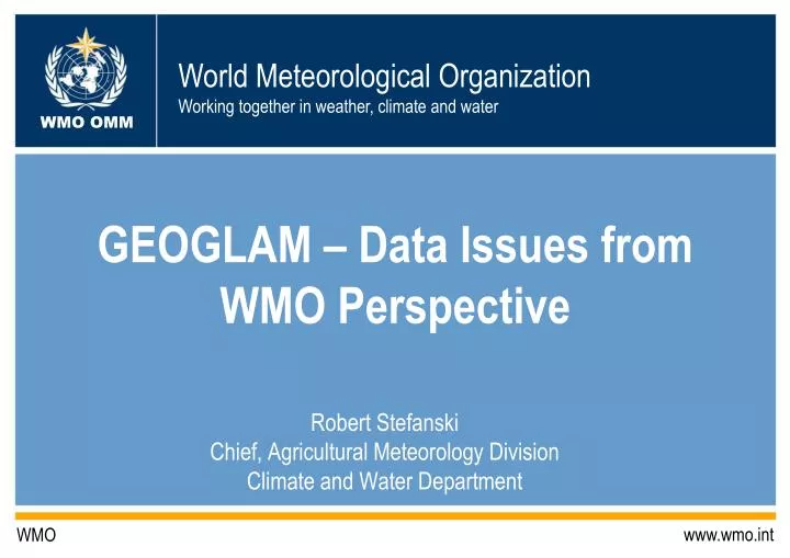 geoglam data issues from wmo perspective