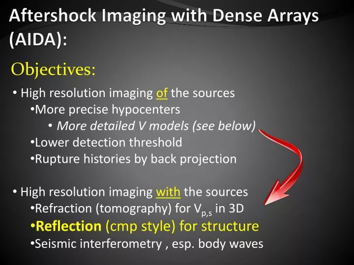 aftershock imaging with dense arrays aida