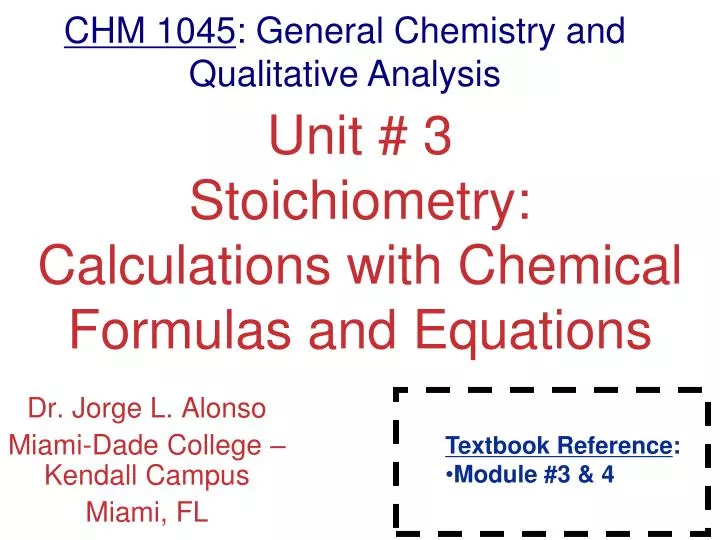 unit 3 stoichiometry calculations with chemical formulas and equations