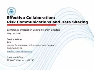 Effective Collaboration: Risk Communications and Data Sharing