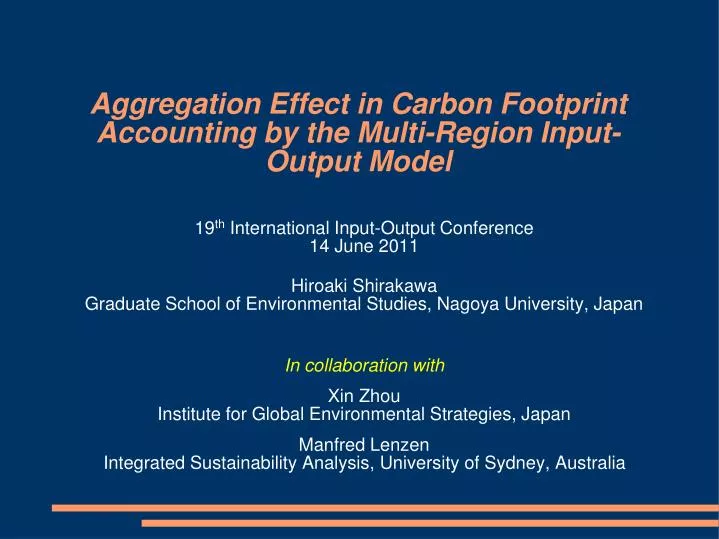 aggregation effect in carbon footprint accounting by the multi region input output model