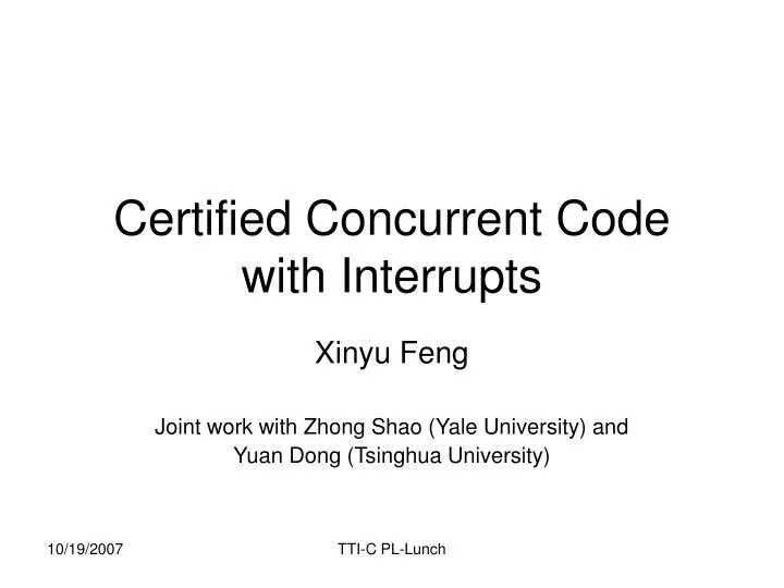 certified concurrent code with interrupts