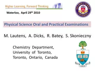 Physical Science Oral and Practical Examinations