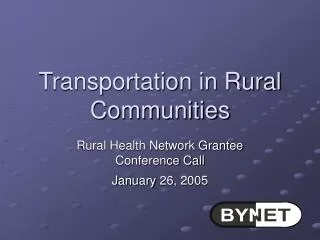 Transportation in Rural Communities