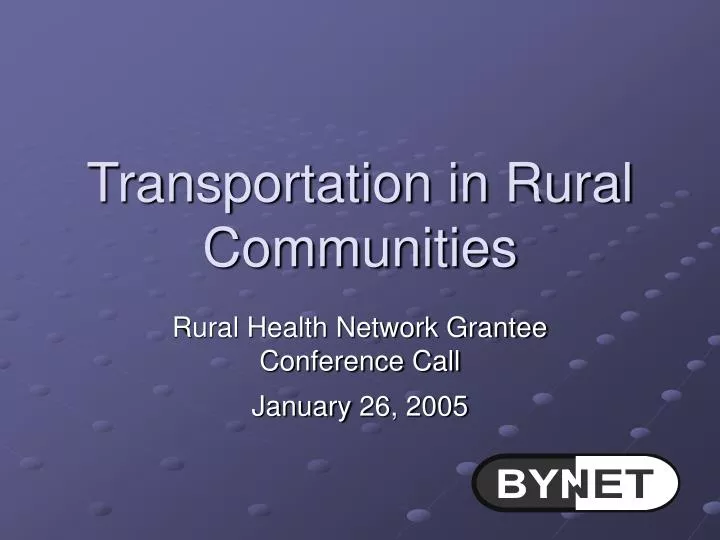 transportation in rural communities