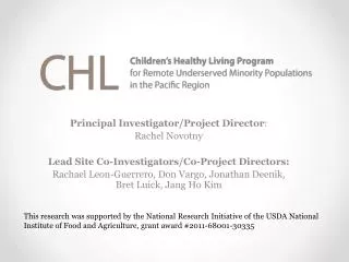 Principal Investigator/Project Director : Rachel Novotny