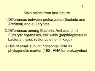 Main points from last lecture