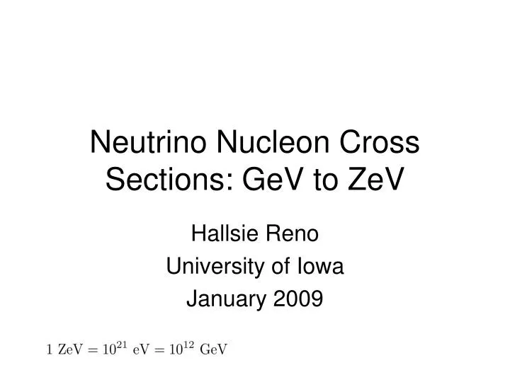neutrino nucleon cross sections gev to zev