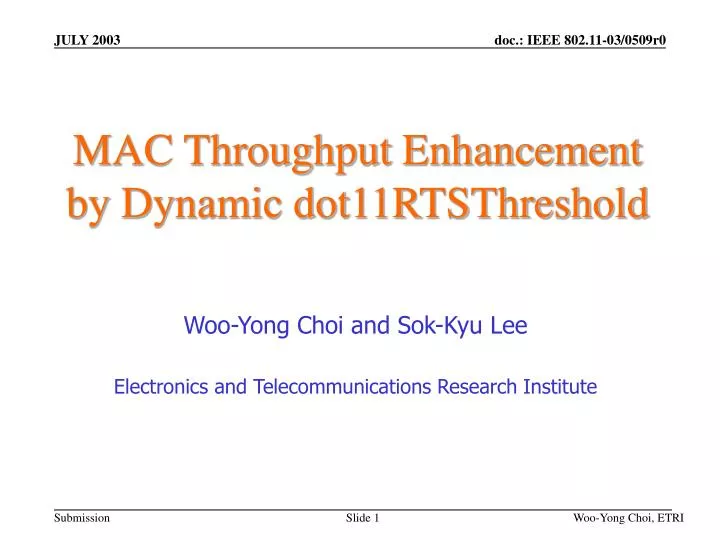 mac throughput enhancement by dynamic dot11rtsthreshold