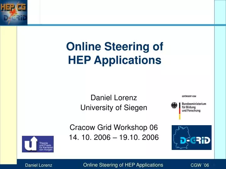 online steering of hep applications