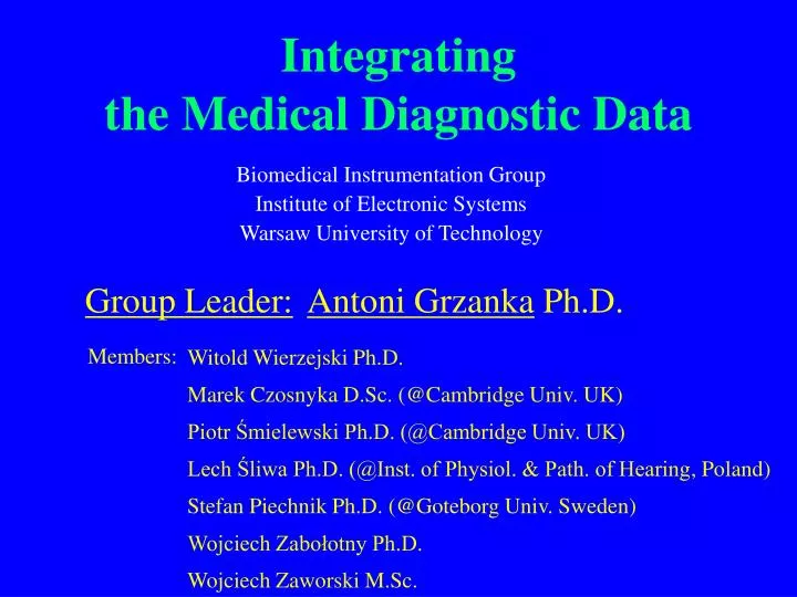 integrating the medical diagnostic data