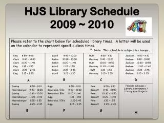 HJS Library Schedule 2009 ~ 2010
