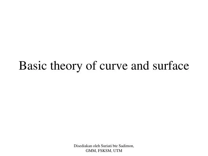 basic theory of curve and surface