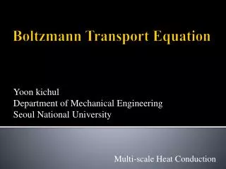 Boltzmann Transport Equation