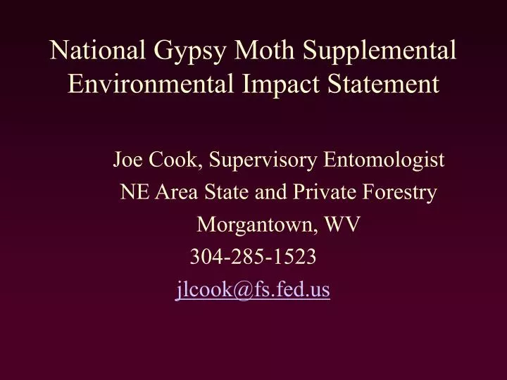 national gypsy moth supplemental environmental impact statement