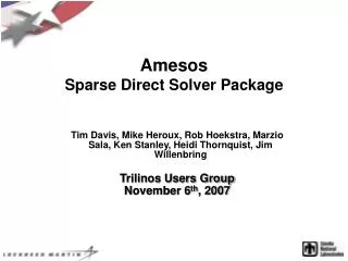 Amesos Sparse Direct Solver Package